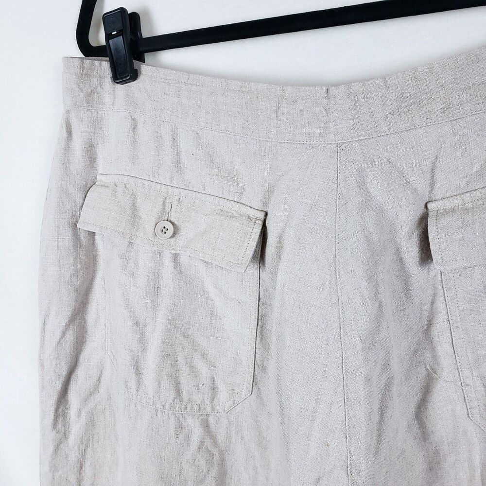 Brandini Coastal Euro Summer Linen Pants Womens XL Straight Leg Resort Natural - Picture 6 of 8